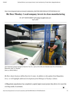 Biz Buzz Monday_ Local company invests in clean manufacturing _ Tri-state News _ telegraphherald.com